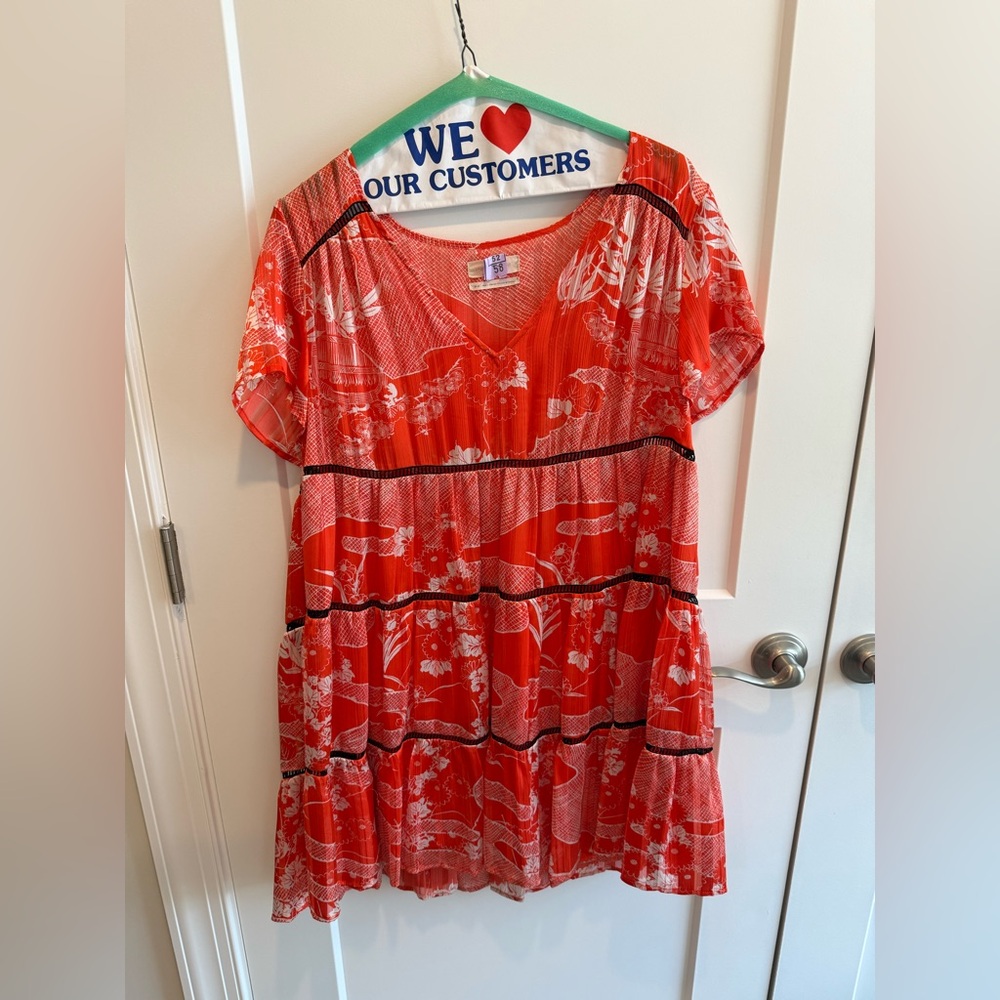 Urban Outfitters Red Patterned Blouse